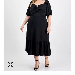 Elegant New With Tag Anne Klein Black Dress with Puff Sleeves Size 18W